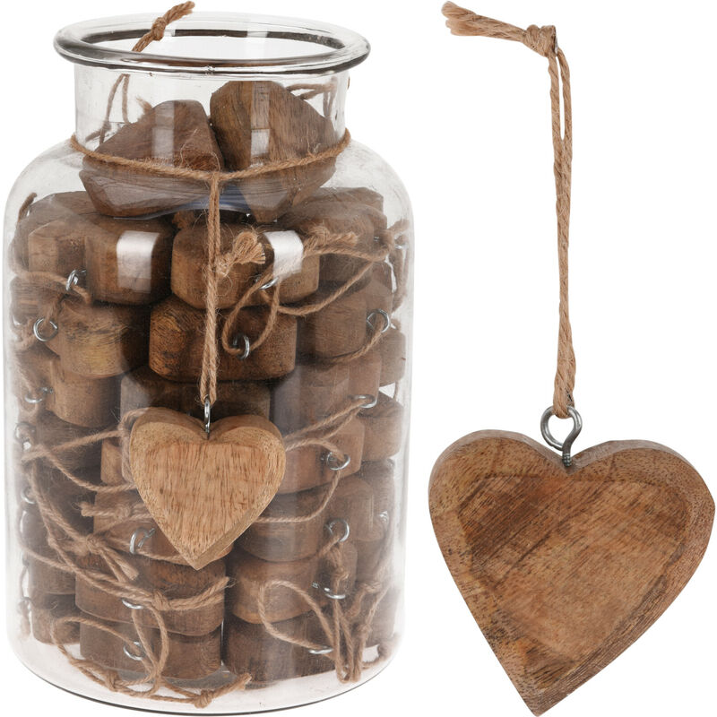 Cuore di legno pendente 6 cm