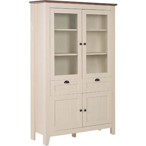 main image of "Cupboard Rustic Cream Glass Doors Cabinets Drawers Display Seatlle"