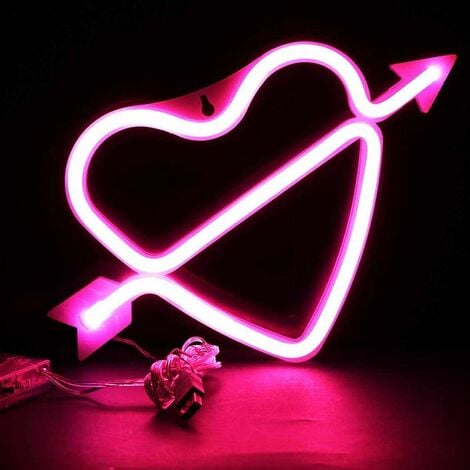 Cupid Neon Illuminated Cupid Signs Wall Decor, Battery & USB Powered Rose Cupid Neon Lights Wall Sconce Indoor Bedroom Lights, Valentine's Day, Christmas Lighting