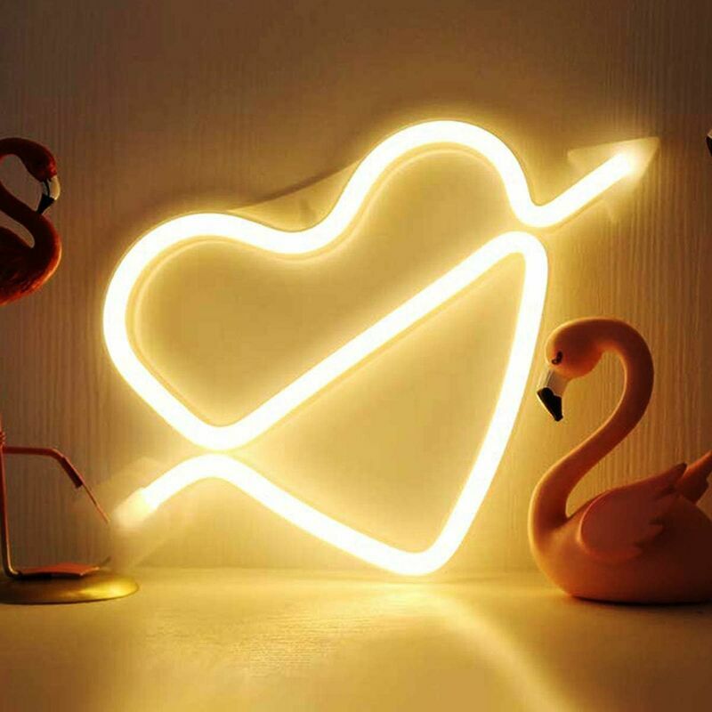 Cupid Neon Illuminated Cupid Signs Wall Decor, Battery & USB Powered White Cupid Neon Lights Wall Sconce Indoor Bedroom Lights, Valentine's Day,