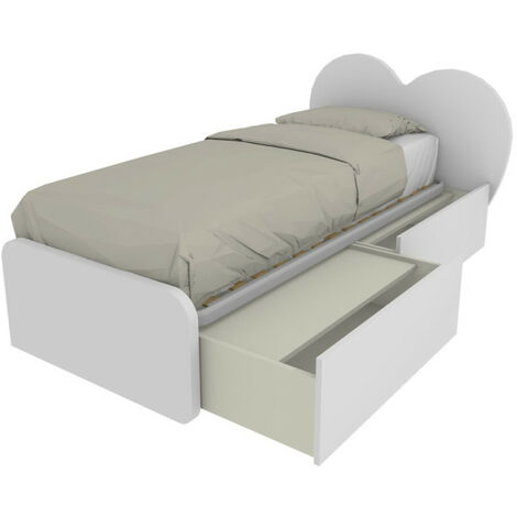 Letto singolo Dbertol, Set testata in ecopelle con rete ortopedica e  mantovana, 100% Made in Italy, adatta a letto Singolo, materasso incluso,  Cm 80x190, Bianco