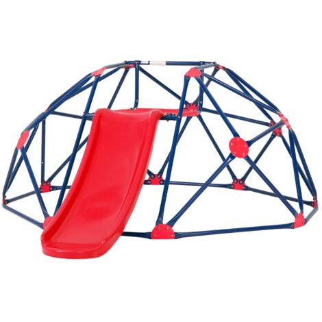Cupola di arrampicata e set da gioco con scivolo capacità di carico di 180KG, Parco giochi per bambini Rosso
