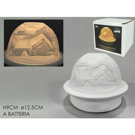 Cupola in porcellana con paesaggi luminosa a batteria idea regalo per natale