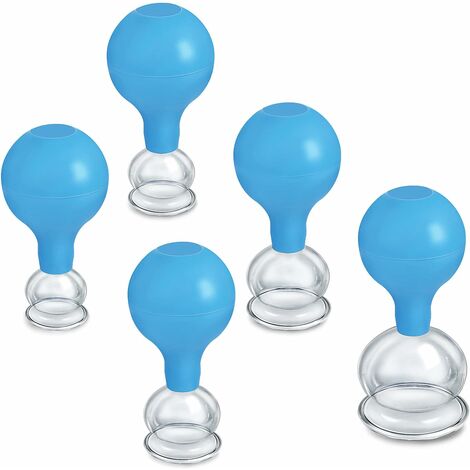 Cupping Cups 5pcs, Set de Ventouse en Verre avec 5 Tailles Différentes, pour Massage Professionnel Thérapie par Ventouses, Ventouse sous Vide et sans Feu pour Massage, Visage, Corps