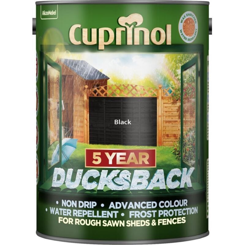 Cuprinol - 5244557 Ducksback 5 Year Waterproof for Sheds & Fences Black 5 litre CUPDBBL5L
