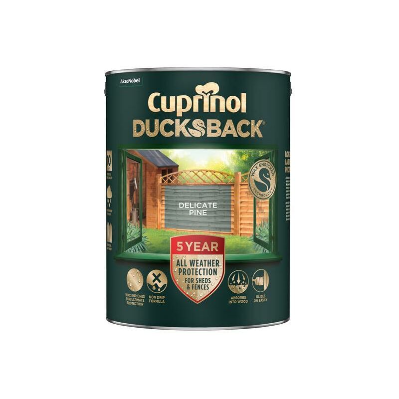 Ducksback 5 Year Waterproof for Sheds & Fences Delicate Pine 5 litre - CUPDBDP5L