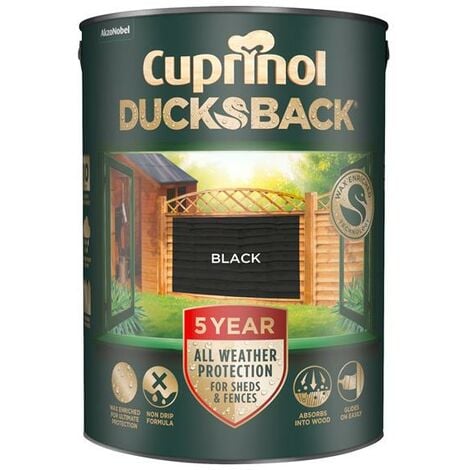 Cuprinol 5244557 Ducksback 5 Year Waterproof for Sheds & Fences Black 5 litre CUPDBBL5L