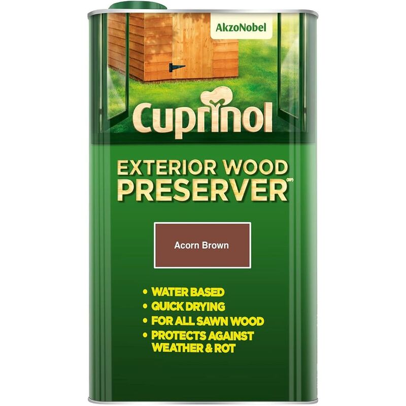 Cuprinol - Exterior Wood Preserver Acorn Brown 5L - Acorn Brown