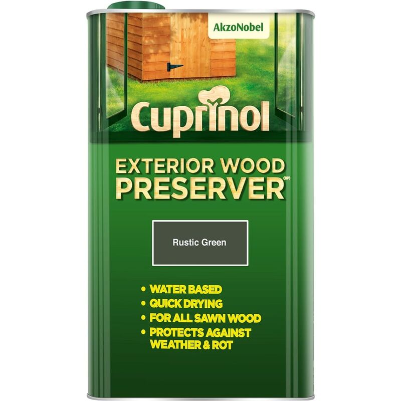 Cuprinol - Exterior Wood Preserver Rustic Green 5L - Rustic Green