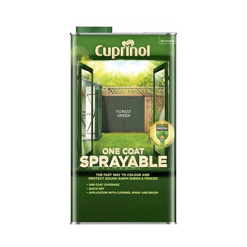 5355971 One Coat Sprayable Fence Treatment Forest Green 5 litre CUPNSFTFG5L - Cuprinol