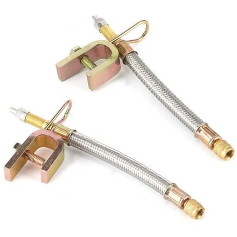 Cuque Prolongateur de pneu double 2Pcs Adaptateur d\'Extension de Tige de Valve de Pneu Voiture Tuyau Tressé en Acier Inoxydable