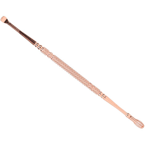 Cure-oreille Double Tête en Acier Inoxydable, Finition Or Rose, Design Ergonomique pour Nettoyage d'Oreille Confortable