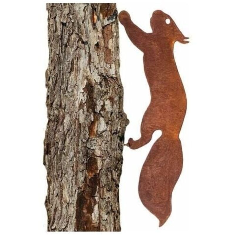 Cureuil pour Arbre - Dcoration de Jardin en mtal - 30 cm - Patine Rouille Naturelle