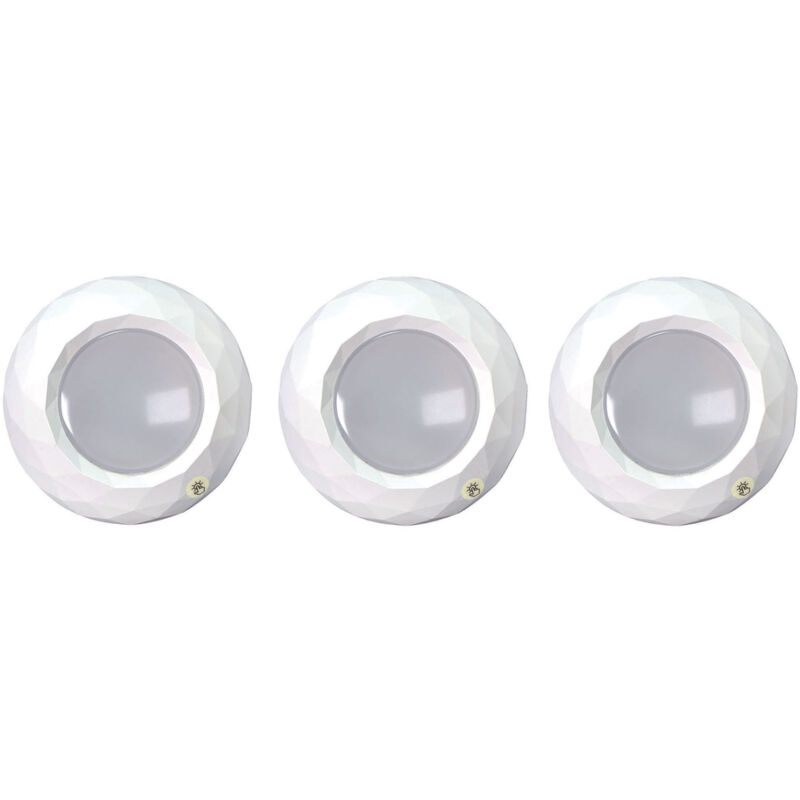 Tibelec - Lot 3 spots led Blanc 0.2W, 15 lm, 4500K Blanc-froid, à pile, interrupteur tactile, fixation scratch à coller