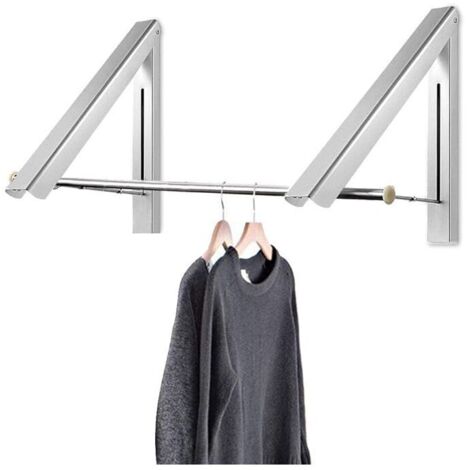 Curious Fish Rétractables Cachés Aluminium Pliants Muraux Fixés Mur Séchoir Etendoir Suspendre Manteau Chemise Pantalon Rangement Sèche-Organisat Blanchisserie Salle