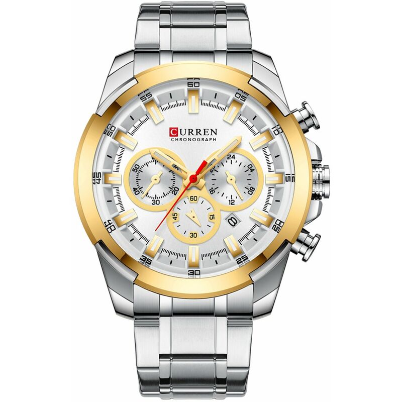 

8361 Reloj de pulsera de cuarzo para hombre Reloj para hombre Relojes con indicador de calendario Fecha Impermeable Manos luminosas Tres subesferas