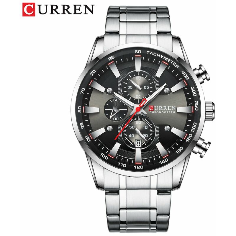 

Men Businiess Watch Fashion Classic Caja de aleacion Reloj de pulsera con banda de acero inoxidable Calendario exquisito Manos luminosas Reloj de