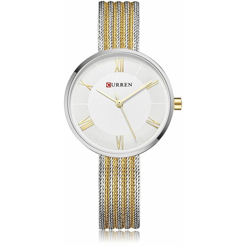 

moda de lujo de acero inoxidable relojes de mujer de cuarzo 3ATM resistente al agua mujer Casual Simple reloj de pulsera Relogio Feminino,Dorado y