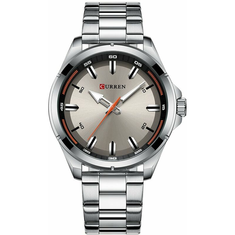 

reloj de cuarzo a la moda para hombre, correa de acero inoxidable, reloj de pulsera creativo simple para regalo de fiesta y fecha de negocios - Curren