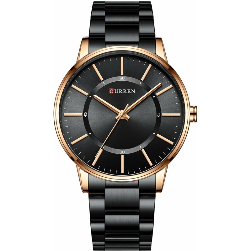 

Reloj de cuarzo para hombre con correa de acero inoxidable Reloj de pulsera multifuncion de moda Relojes 3ATM,Negro - Curren