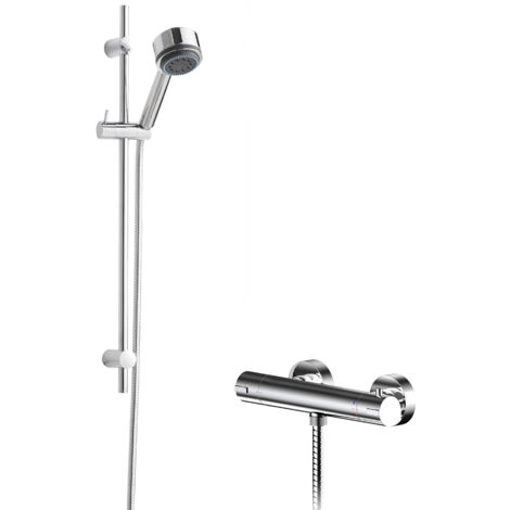 Current Round Bar Valve & Linear Slide Rail Kit Shower Set - Chrome - Balterley