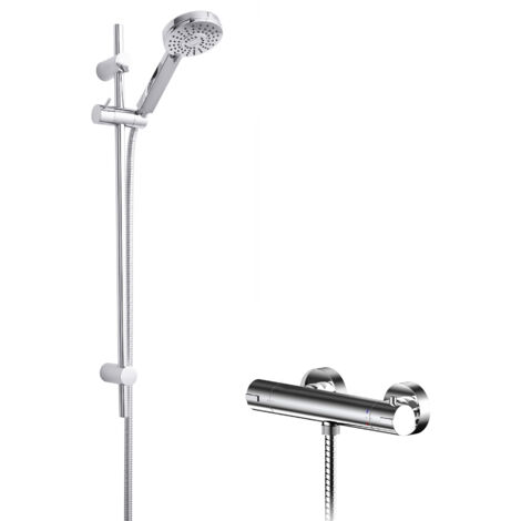 Current Round Bar Valve & Water Saving Slide Rail Kit Shower Set - Chrome - Balterley