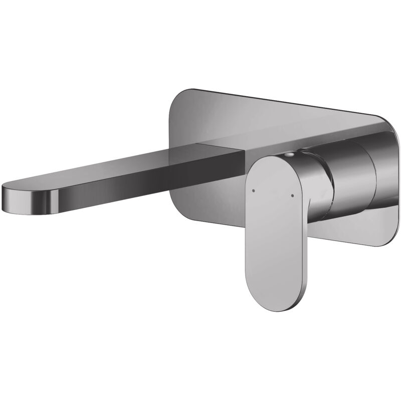 Balterley - Current Round Wall Mounted 2 Tap Hole Mixer Tap with Plate - Brushed Pewter