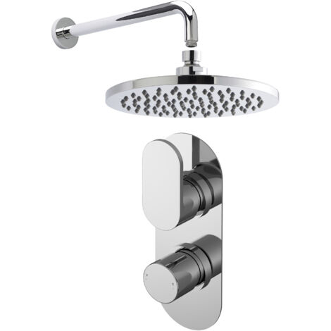 Current Shower Bundle Concealed Round Twin Valve, Arm & Head Kit - Chrome Balterley