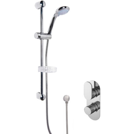 Current Shower Bundle Concealed Round Twin Valve & Multi Function Handset Slide Rail Kit - Chrome Balterley