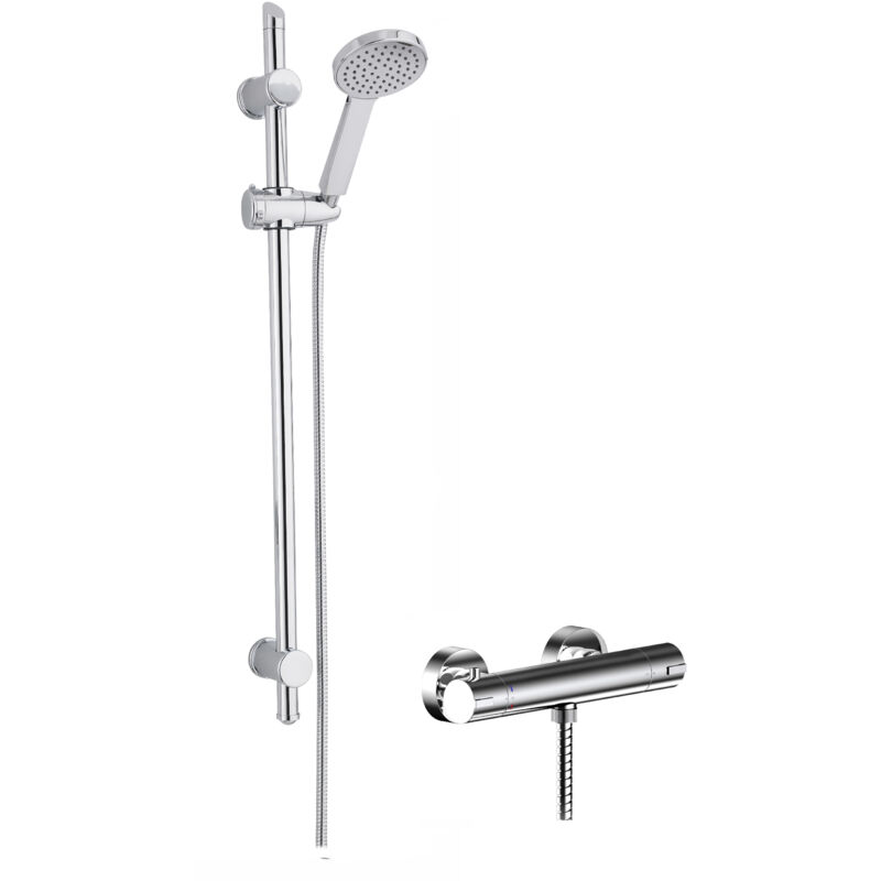 Balterley - Current Thermostatic Minimalist Bar Valve and Water Saving Slide Rail Kit Shower Bundle - Chrome