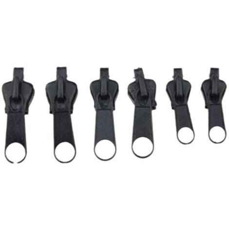 Curseur Fermeture Eclair, 6 Pièces Curseur Fermeture Eclair Clipsable Kit Réparation Fermeture éclair pour Vestes, Manteaux, Valises