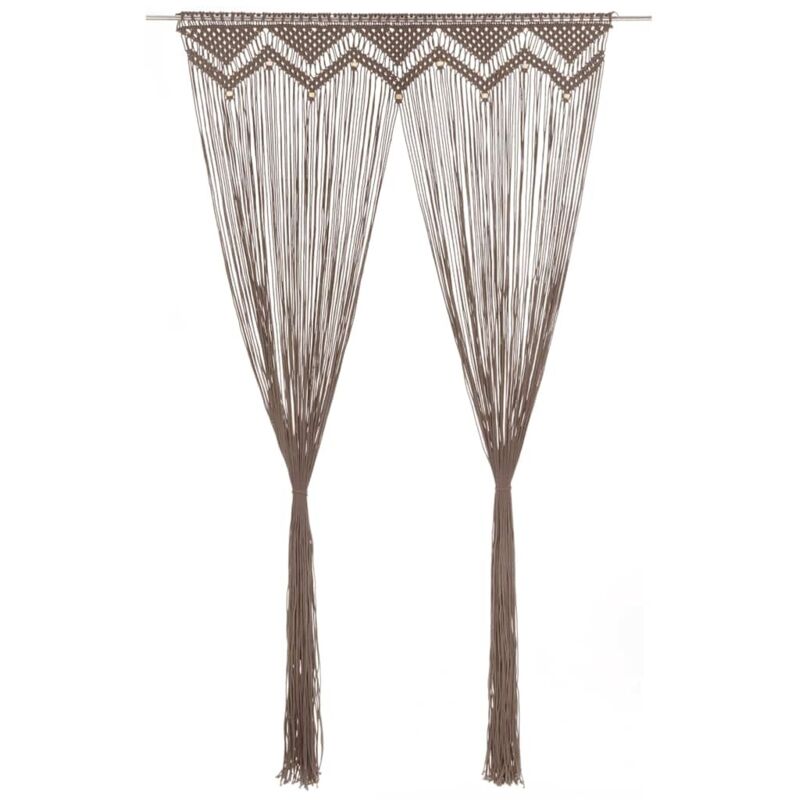Macrame Curtain Taupe 140x240 Cm Cotton Vidaxl