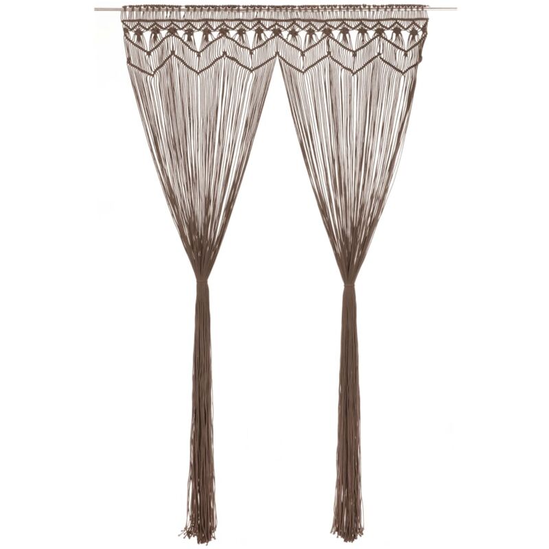 Macrame Curtain Taupe 140x240 Cm Cotton Vidaxl