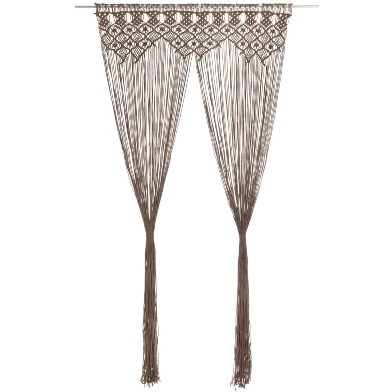 Macrame Curtain Taupe 140x240 Cm Cotton Vidaxl
