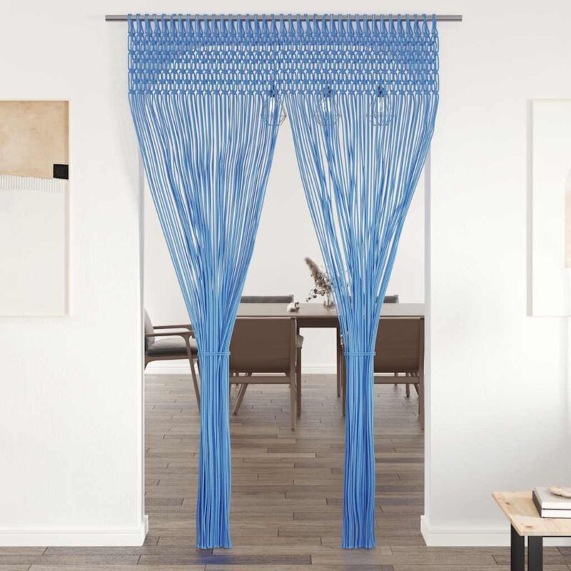 Macrame Curtain Blue 140x240 Cm Cotton Vidaxl