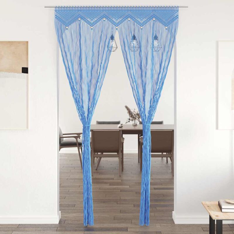 Macrame Curtain Blue 140x240 Cm Cotton Vidaxl