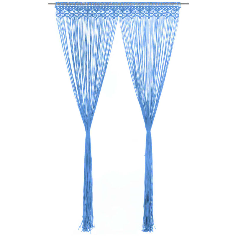 Macrame Curtain Blue 140x240 Cm Cotton Vidaxl
