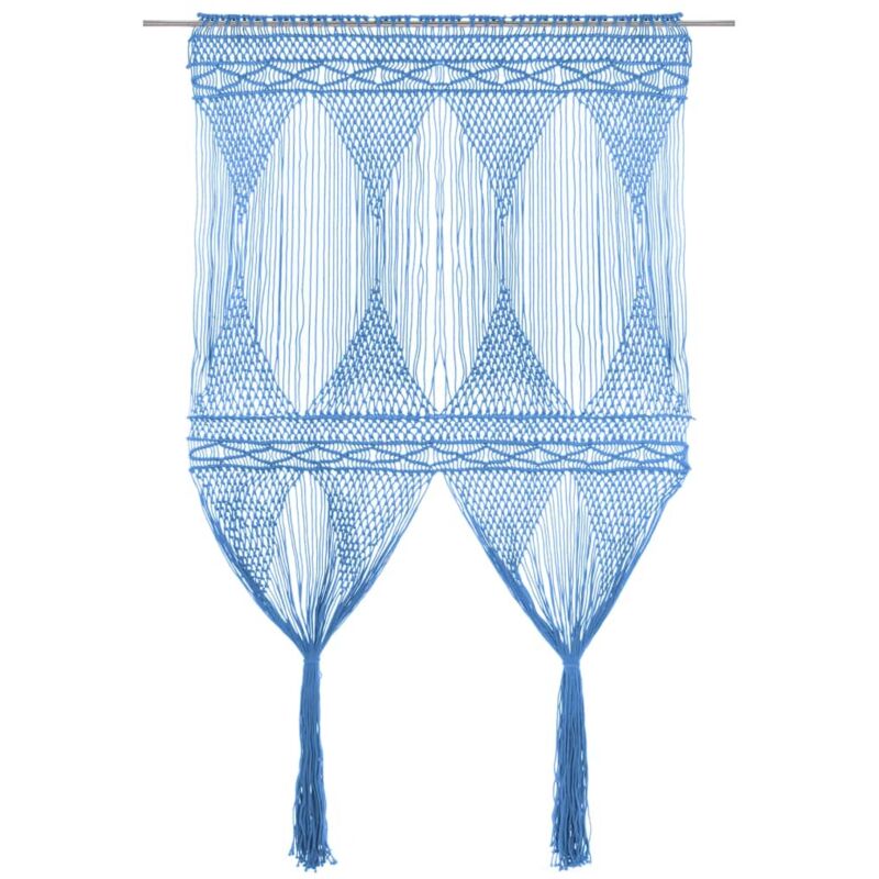 Macrame Curtain Blue 140x240 Cm Cotton Vidaxl