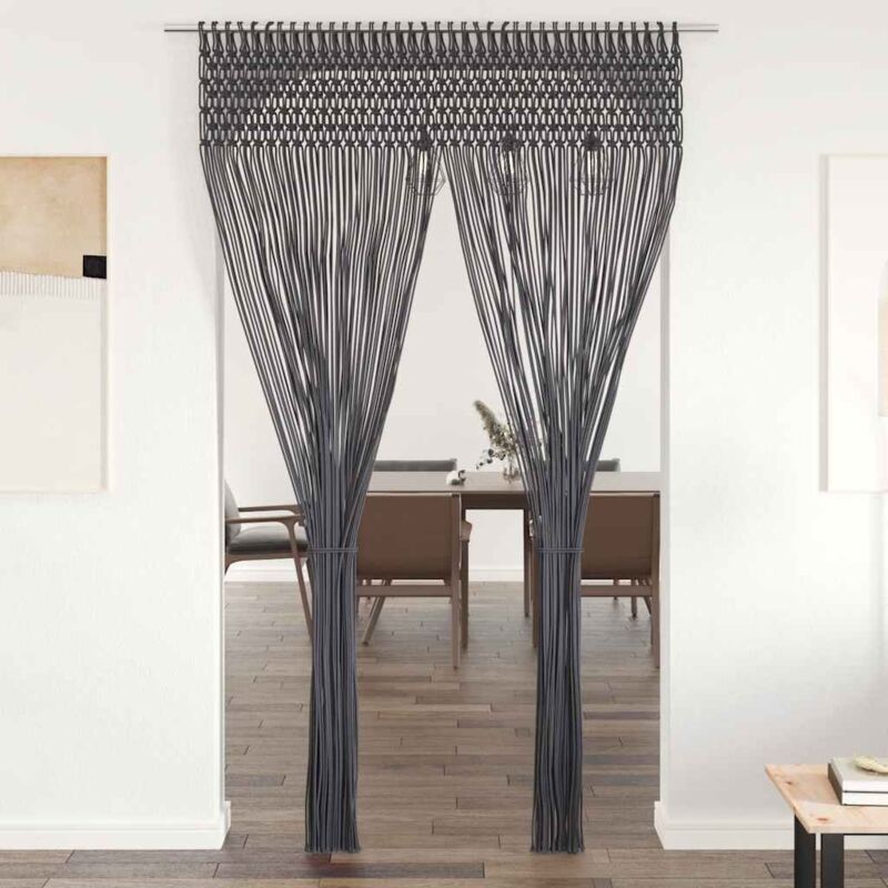 Macrame Curtain Anthracite 140x240 Cm Cotton Vidaxl