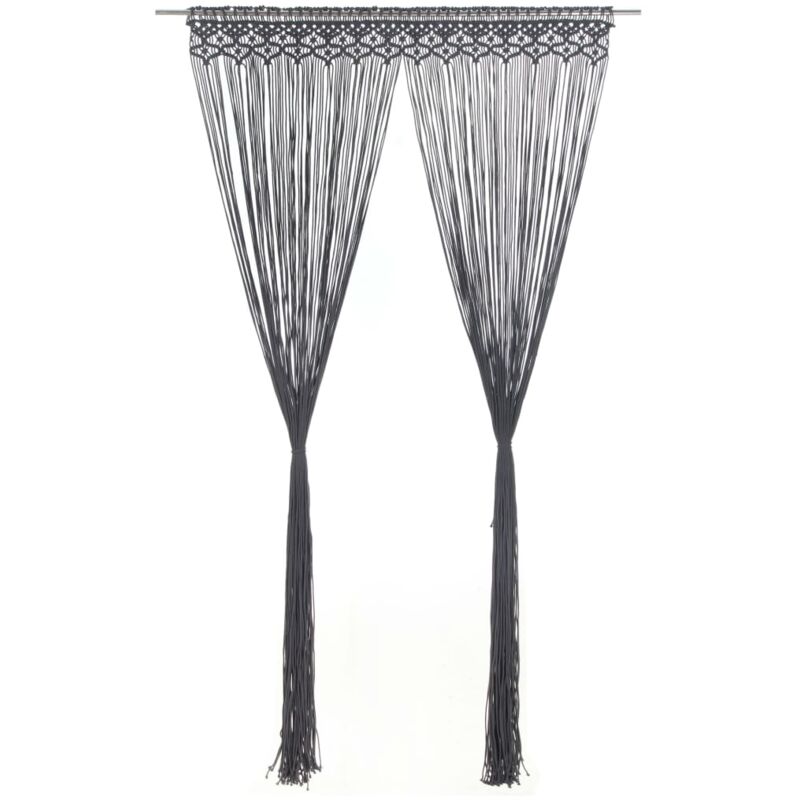 Macrame Curtain Anthracite 140x240 Cm Cotton Vidaxl
