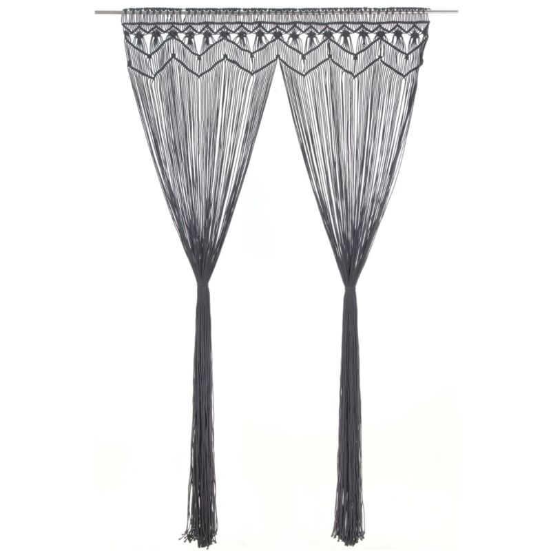 Macrame Curtain Anthracite 140x240 Cm Cotton Vidaxl