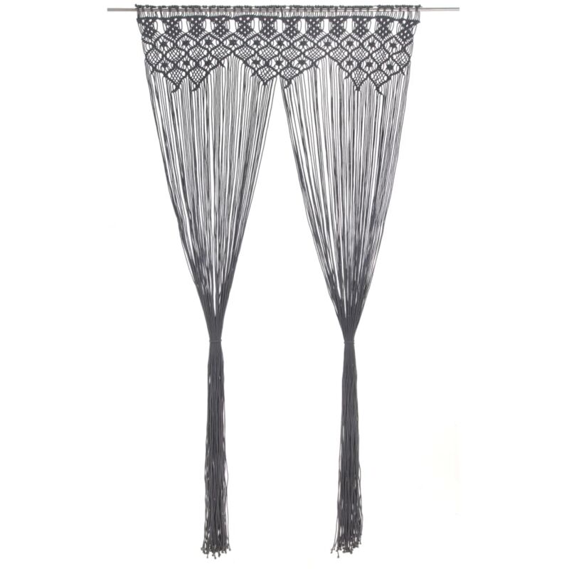 Macrame Curtain Anthracite 140x240 Cm Cotton Vidaxl