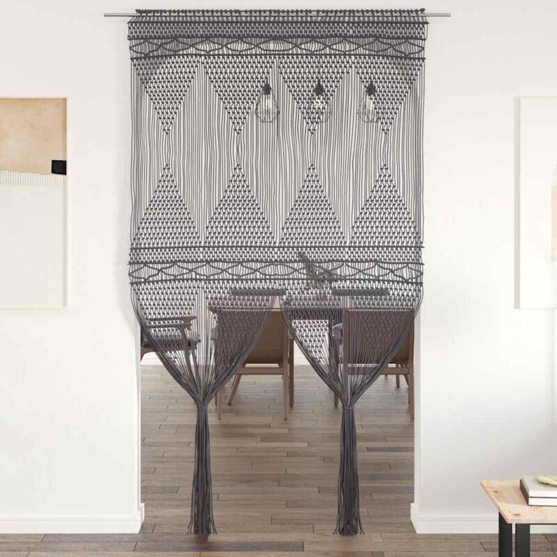 Macrame Curtain Anthracite 140x240 Cm Cotton Vidaxl