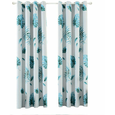 Curtain Blackout Curtain Blue Tropical Rainforest Banana Leaf Perforated 100 250CM Type A