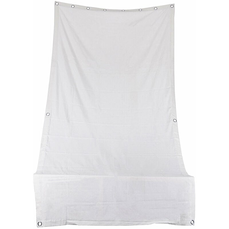 Curtain de chute 145x250 cm en coton et polyester imperméable pour les cours et les terrasses Ecrù - Ecrù