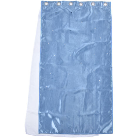 Curtain Double Hollow Breathable Filter Natural Straight Polyester Blackout Curtain for Bedroom Living Room SchoolroomBlue