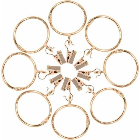 Curtain rings, curtain grommets, clip hooks with curtain grommets, ideal combination with 20 golden curtain rings with clips