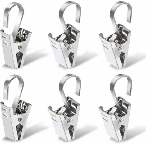 Curtain Rings with Clips, 100 Pieces Stainless Steel Curtain Rings for Window Decorations, Paintings, Crafts, Silver