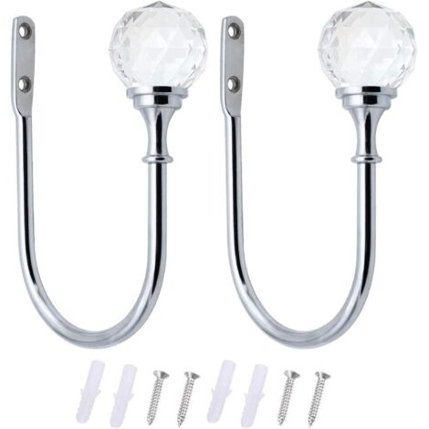 Curtain Tiebacks Crystal Curtain Hooks Metal U Curtain Ball Tiebacks Curtain Hook For Heavy And Light Curtain Hooks Silver Curtain Hook