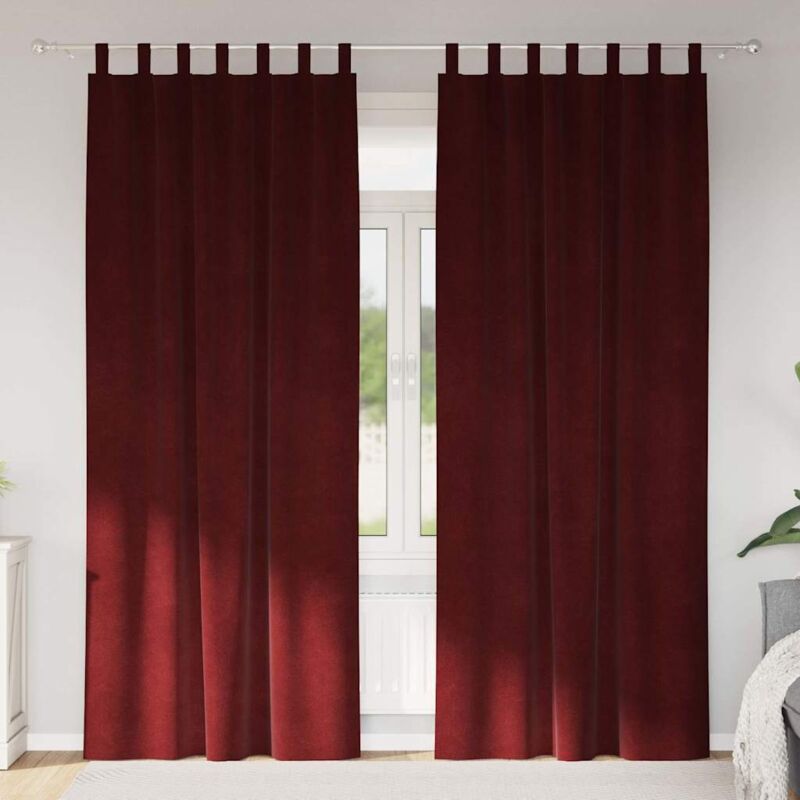 Curtains With Curtains 2 Pcs Wine Red 140 X 225 Cm Velvet Vidaxl